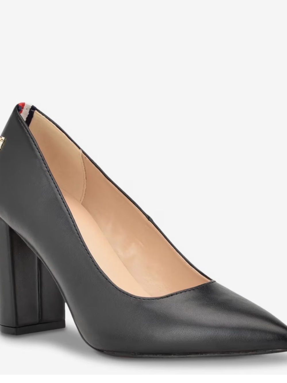Classic Black Pointed Toe Block Heel Pumps